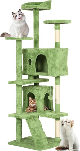 Vista 12 de FDW Torre de árbol para gatos de 54 pulgadas Ceniciento Centro de Ashy