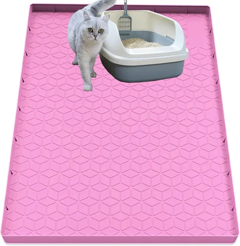 Vista 15 de Alfombra para Arena de Gatos, Alfombra de Silicona Grande para Caja de Arena - 28 x 22 pulgadas, Impermeable y Antideslizante, Duradero y Fácil