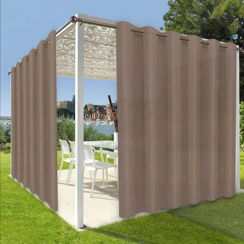 Vista 13 de OutdoorLines Cortinas impermeables para interiores y exteriores para patio – Panel de cortina de privacidad y bloqueo solar con ojales, resistente a