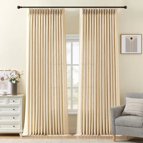 Vista 40 de Cortinas plisadas de lino semitransparentes de 96 pulgadas, filtrado de luz Natural