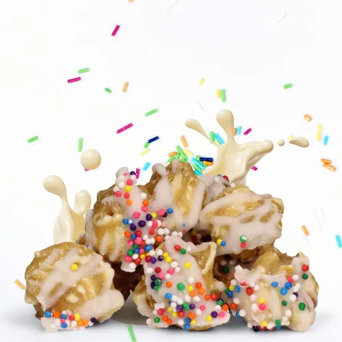 Vista 4 de Its Delish - Palomitas de maíz gourmet con sabor a pastel de cumpleaños con temática de pastel de cumpleaños, palomitas de maíz con arco iris sin