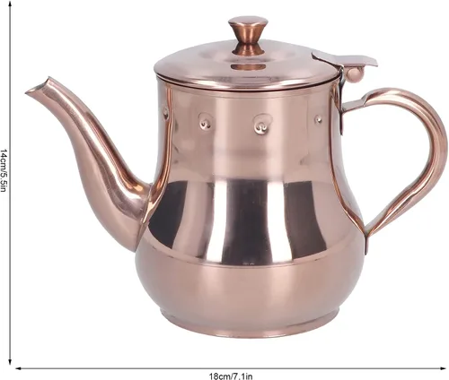 Vista 2 de OUKENS Tetera de acero inoxidable, 16.9 fl oz de oro rosa, moderna tetera de cuello de cisne para verter, cafetera con infusor extraíble