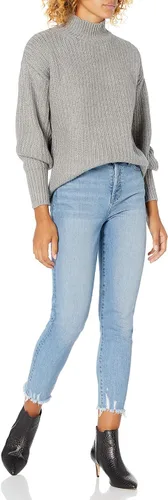 Vista 3 de The Drop INES - Suéter grueso acanalado con cuello alto falso para mujer