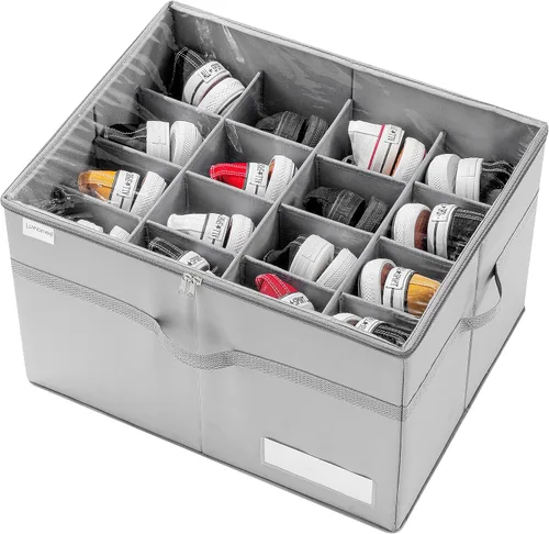 Vista 8 de Luvhomee Organizador de almacenamiento de zapatos, se adapta a 16 pares, caja organizadora de zapatos grande para armario, contenedores plegables