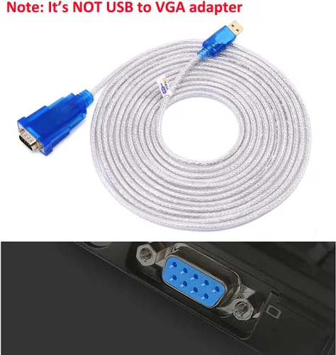 Vista 2 de DTECH Cable adaptador de puerto serie USB 2.0 a RS232 DB9 de 10 pies con chipset FTDI compatible con Windows 11 10 8 7 y Mac Linux