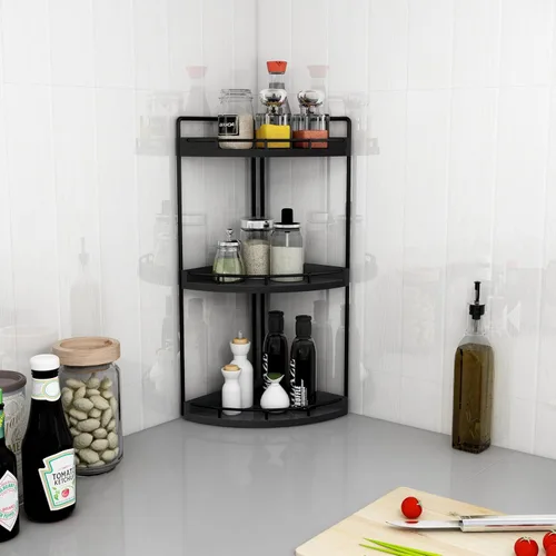 Vista 5 de Dorhors Organizador de baño esquinero de 3 niveles para almacenamiento, bandeja de tocador, organizador de encimera de madera para cocina, baño
