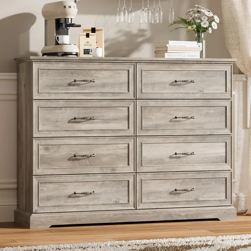 Vista 26 de Thacuok Cómoda de 3 cajones para dormitorio, cómoda de madera de 24 pulgadas de ancho, cómoda rústica de granja con cajones grandes y asas de metal