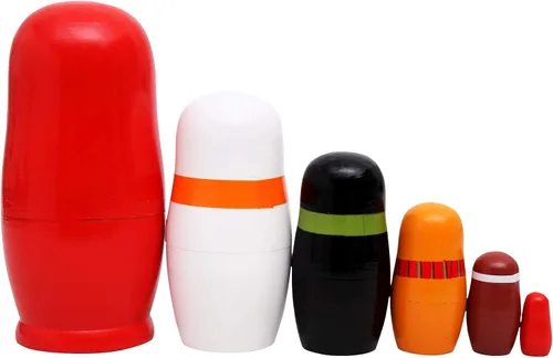 Vista 4 de 6 hermosas muñecas rusas de madera hechas a mano con Papá Noel, Matryoshka, regalo para Navidad y cumpleaños, juego de 6 muñecas apilables de 6