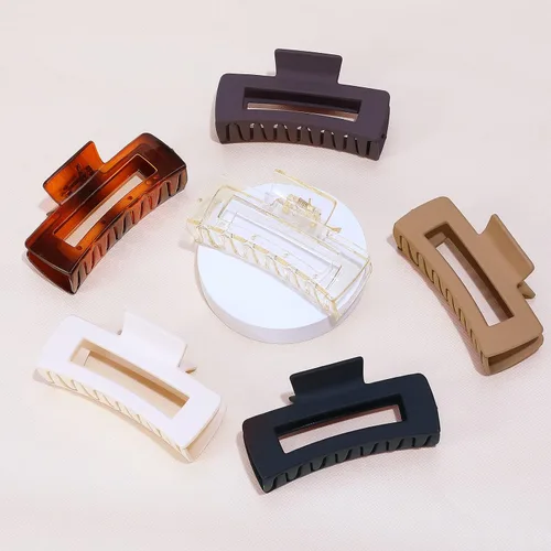Vista 6 de Sisiaipu Pinzas de pelo grandes de 4 pulgadas, 6 piezas de garra grande para cabello grueso, pinzas cuadradas para el cabello para mujeres, pinzas