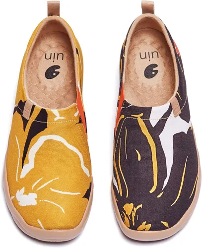 Vista 64 de UIN Zapatos de viaje para caminar para hombre, sin cordones, de lona, informales, ligeros, cómodos y modernos, diseño de perritos felices Ahhhhh
