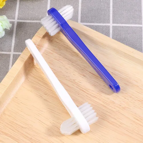 Vista 8 de Healifty Cepillo de dientes de doble cara para dentaduras postizas con cerdas dobles para una limpieza efectiva, cepillo de dientes manual compacto