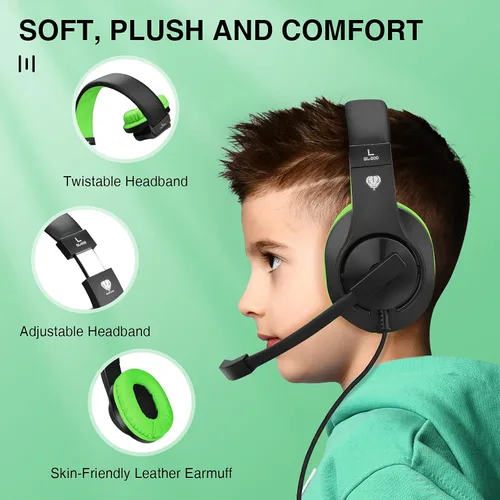 Vista 3 de BlueFire - Audífonos de diadema para juegos de PS4 35 mm con micrófono y luz LED compatible con Playstation 4 Xbox One PC Verde