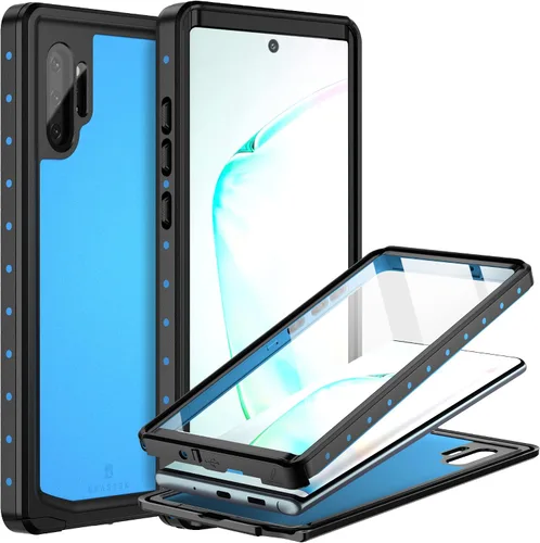 Vista 12 de BEASTEK Funda impermeable para Galaxy Note 10 Serie NRE a prueba de golpes con certificado IP68 con protector de pantalla incorporado Cubierta Azul