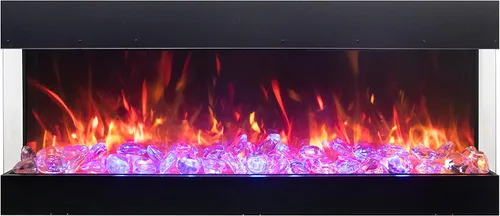 Vista 3 de Amantii TRV-55-BESPOKE Tru View Bespoke - Chimenea eléctrica de 3 caras para interiores y exteriores de 55 pulgadas con WiFi, Bluetooth, altavoz