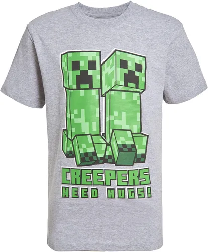 Vista 4 de Minecraft T Shirt Boys Creeper Inside Black OR Grey Short Sleeve Gamer Top