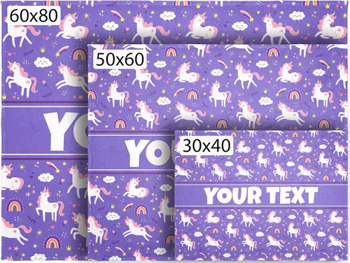 Vista 5 de Manta de unicornio púrpura para niños, forro polar personalizado, 50 x 60 Unicornios (Púrpura)