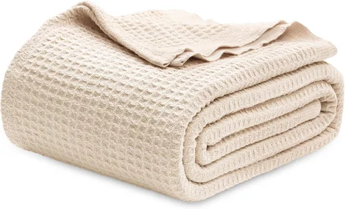 Vista 19 de Bedsure Gentlesoft - Manta de 100 % algodón, tamaño Twin XL, para dormitorio universitario, transpirable y suave, manta Twin de tejido waffle