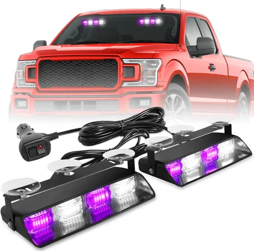 Vista 18 de HLauto 2002L Luces estroboscópicas de emergencia para salpicadero: luces de seguridad ámbar, luces de advertencia intermitentes para parabrisas
