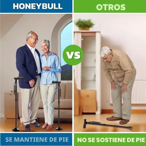 Vista 5 de HONEYBULL Bastón plegable para hombres y mujeres, plegable, ajustable, resistente, de pie, todo terreno, plegable para personas mayores y adultos