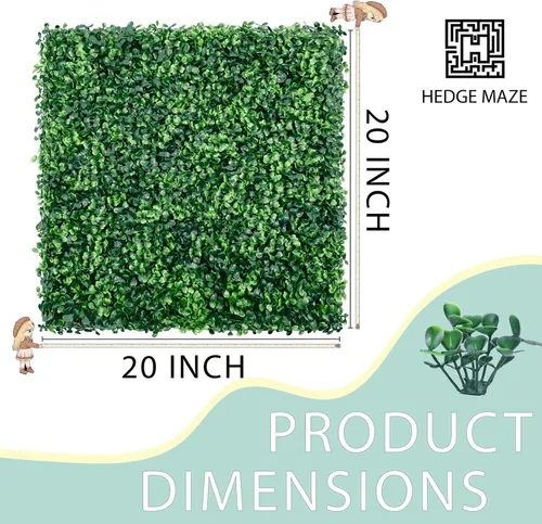Vista 8 de HEDGE MAZE Paneles de pared de césped artificial duraderos de 20 x 20 pulgadas, 12