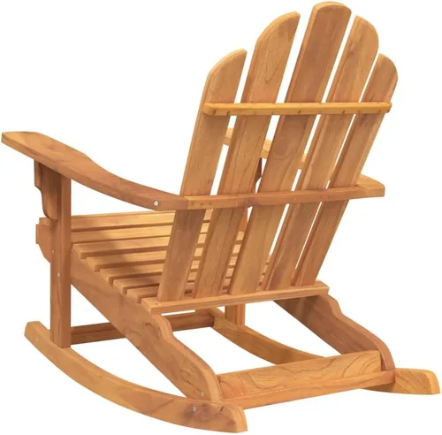 Vista 6 de Garden Adirondack Rocking Chair, Natural Teak Solid Wood, 39.4" Long Outdoor Patio Chair, Weather-Resistant Porch Seating for Relaxing Outdoor