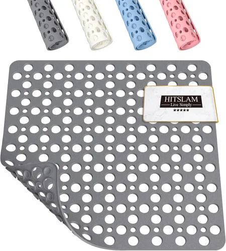 Vista 11 de HITSLAM - Alfombrilla de ducha antideslizante, 21 x 21 pulgadas, alfombrilla de baño cuadrada para bañera antideslizante con ventosas y agujeros