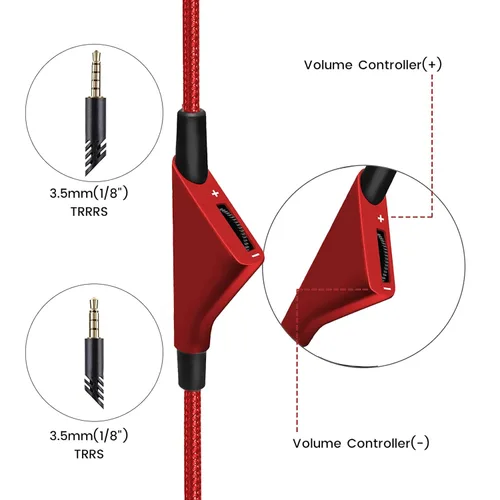 Vista 2 de Cable de audio de repuesto A10 con control de volumen compatible con auriculares Astro A40/A40TR/A10, cable trenzado de nailon de 6.5 pies
