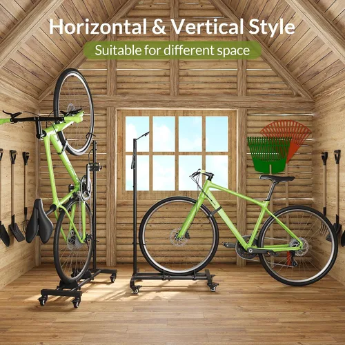 Vista 3 de Sttoraboks Soporte vertical de estacionamiento para bicicletas, altura ajustable para ruedas de 29 pulgadas, ahorro de espacio e independiente