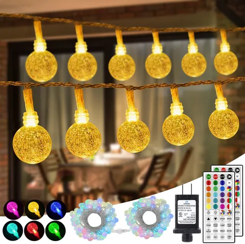 Vista 10 de OMIKA Luces de Cadena de Interior que Cambian de Color con Enchufe USB, 16.5 pies 50 LEDs Luces de Hadas de Globo de Cristal con Control Remoto
