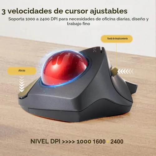 Vista 3 de SANWA Ratón inalámbrico de Trackball de 3 dispositivos, dedo índice