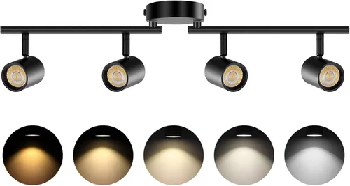 Vista 8 de VANoopee - Accesorios de iluminación LED de 5 colores, 4 luces, para techo, color blanco