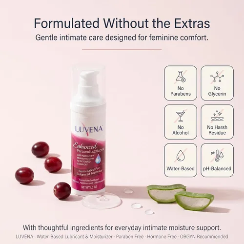 Vista 5 de Luvena - Lubricante personal para mujer, alivio de la sequedad de la menopausia, lubricante íntimo para la sequedad vaginal, a base de agua, sin