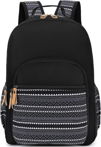 Vista 77 de Leaper Mochila para laptop para mujer: linda mochila floral para escuela, universidad, viajes, trabajo, mochila ligera para niños, Negro margarita
