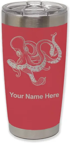 Vista 24 de LaserGram Vaso aislado al vacío de 20 onzas, Kraken, grabado personalizado incluido (negro)