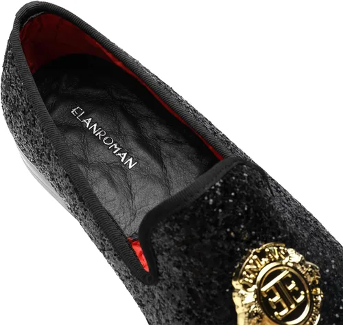 Vista 5 de ELANROMAN Mocasines con purpurina para hombre, estilo Oxford, a la moda, casual, para bodas, fiestas, graduaciones