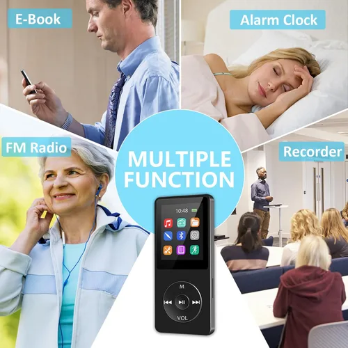 Vista 5 de Reproductor MP3 de 64 GB con Bluetooth, reproductores de música MP3 de alta fidelidad portátiles sin pérdidas con altavoz, reproductor multimedia