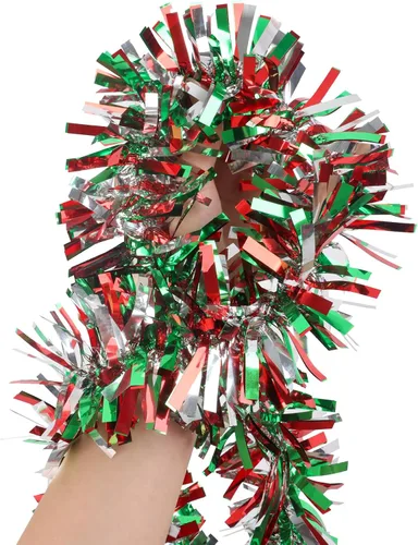 Vista 2 de CCINEE Guirnalda de oropel de Navidad de 32.8 pies, guirnalda metálica de oropel trenzado, decoración colgante brillante para suministros de fiesta