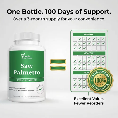 Vista 5 de Saw Palmetto para hombres 500 mg Suplemento de próstata, extracto del 45%