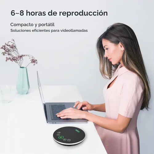 Vista 6 de Tenveo Micrófono de altavoz de conferencia, conectividad Bluetooth/Dongle/USB, 4 micrófonos de ruido AI y captación de sonido de 360°, compatible