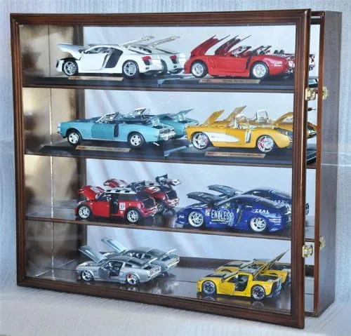 Vista 2 de Vitrina fundida a presión a escala 1/18 con protección UV, bloqueable con espejo trasero, modelo de autos con capacidad para 8