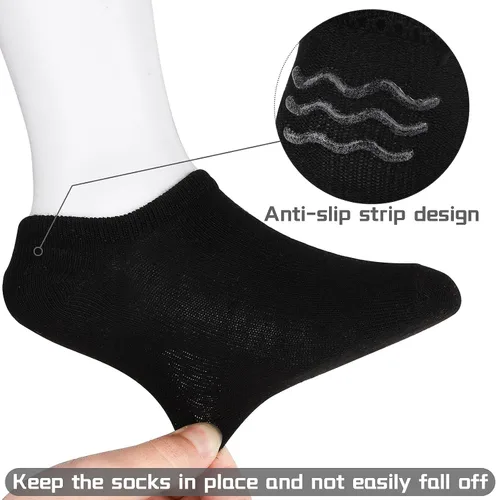 Vista 2 de Cooraby 15 pares de calcetines invisibles para niños, calcetines antideslizantes de corte bajo para niñas y niños, calcetines deportivos al tobillo