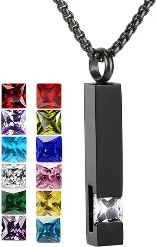 Vista 95 de YOUFENG collar con urna para cenizas, cubos de piedras natales, urna para cenizas humanas, collar de urna de cremación, relicario, recuerdo