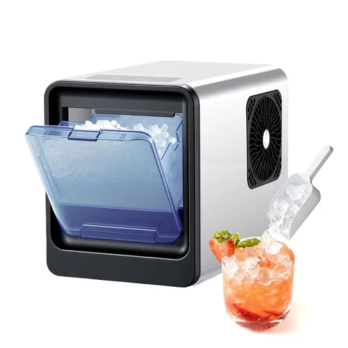Vista 13 de VEVOR Máquina de hielo para encimera, 26 libras en 24 horas, 9 cubos listos en 7 minutos, máquina de hielo autolimpiante con cuchara y cesta