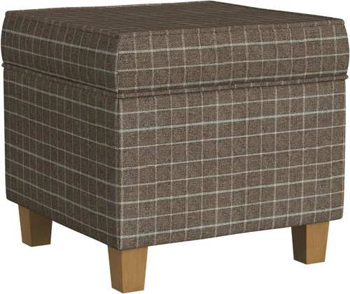 Vista 27 de HomePop Otomana Clásica Cuadrada de Almacenamiento con Tapa Desmontable Otomana con Almacenamiento para Sala de Estar y Dormitorio, Patrón de Negro