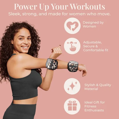 Vista 5 de Pesas de muñeca y tobillo para mujer, ideales para entrenamiento de fitness, gimnasio, pilates, baile o yoga, incluye guía de ejercicios y bolsa