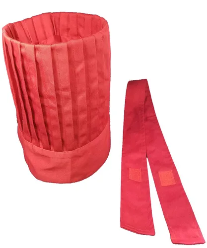 Vista 3 de Hibachi Sombrero de Chef con Corbata Rojo Teppanyaki