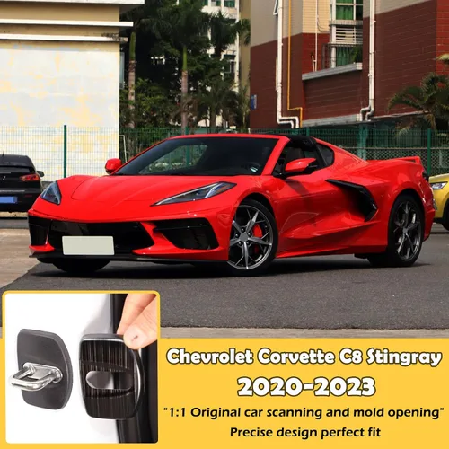 Vista 6 de CHEAYAR Cubierta protectora para cerradura de puerta de automóvil compatible con Chevrolet Corvette C8 2020-2023, cubiertas de bloqueo de puerta