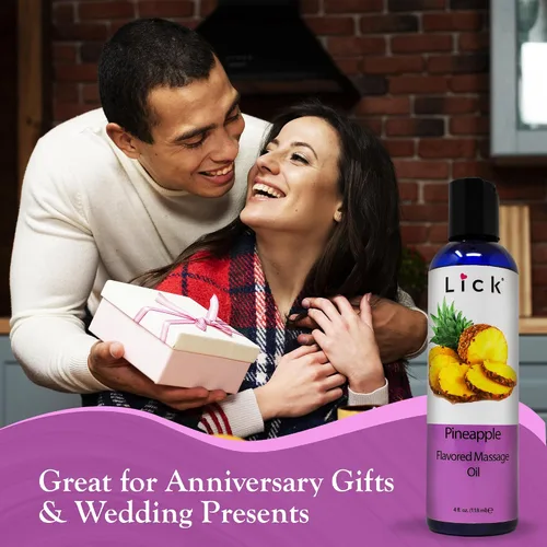Vista 9 de Lick Aceite de masaje con sabor a piña con vitamina E, aceite corporal dulce comestible para masaje de parejas, mezcla de aceite de coco fraccionado