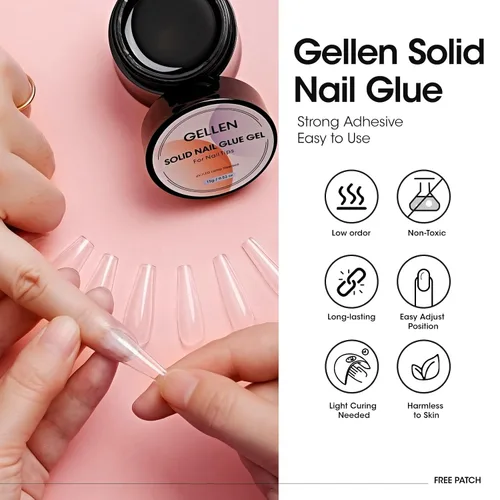 Vista 3 de Gellen Gel de pegamento de uñas sólido para puntas de uñas postizas, gran capacidad de 0.51 oz (15 g) en gel de pegamento de uñas acrílico sólido