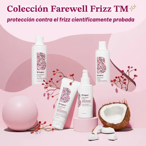 Vista 8 de Briogeo Farewell Frizz Blow Dry Perfection & Heat Protectant Crème, Crema para cabello anti frizz con aceite de argán para peinar, libre